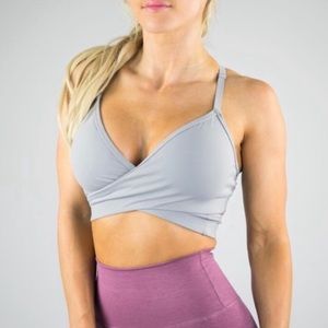 Alphalete Cool Grey Wrap Around Sports Bra